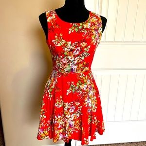 ModCloth Cotton Candy red backless floral dress